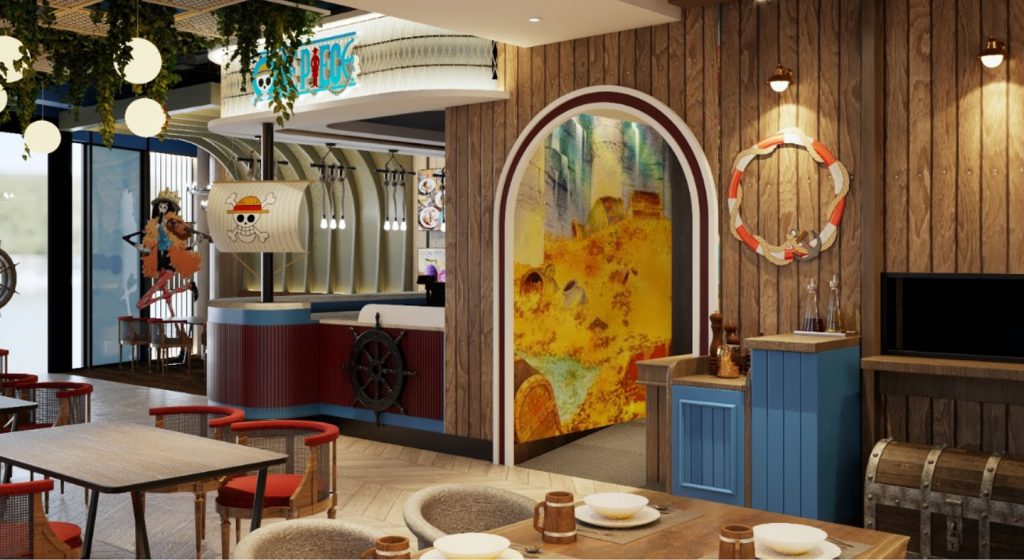 Interior Cafe One Piece - sumber foto Instagram @onepiececafe.id