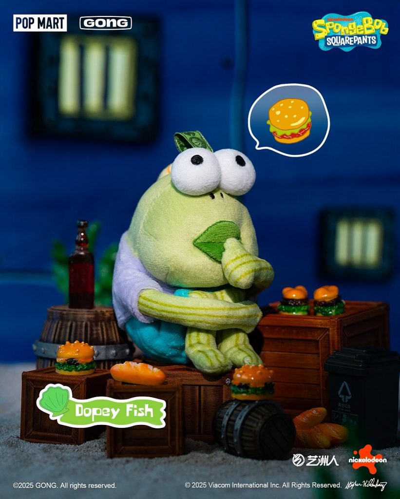 Dopey Fish salah satu koleksi Bikini Bottom Buddies plush - sumber POPMART