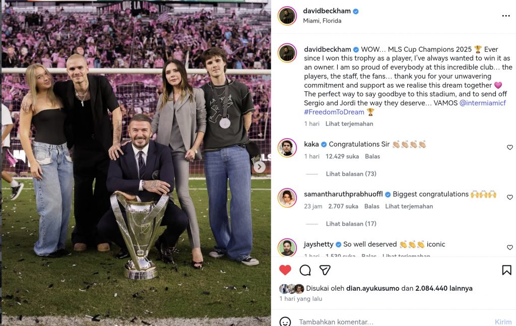 Postingan David Beckham - Sumber foto Instagram David Beckham