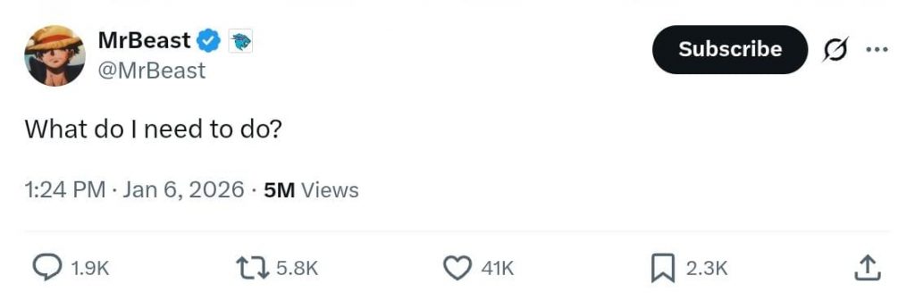 Help Danielle! MrBeast Membalas Hastag NewJeans - sumber foto X Mr Beast