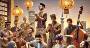 Berkah Lebaran bagi Musisi: WAMI Distribusikan Royalti Rp 96 Miliar pada Maret 2025 Ilustrasi musisi Indoneisa merayakan lebaran dengan menerima royalty pembayaran dari WAMI - sumber foto AI