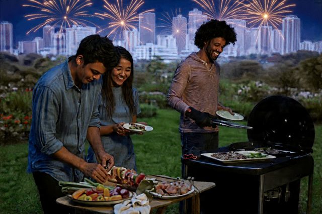 ilustrasi malam tahun baru dengan barbeque di perkotaan - sumber foto Istimewa