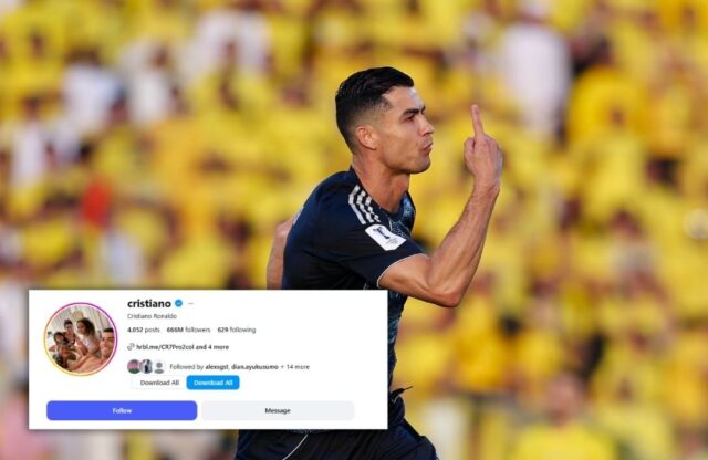 Cristiano Ronaldo Kehilangan 18 Juta Followers Instagram - sumber foto Instagram/cristiano