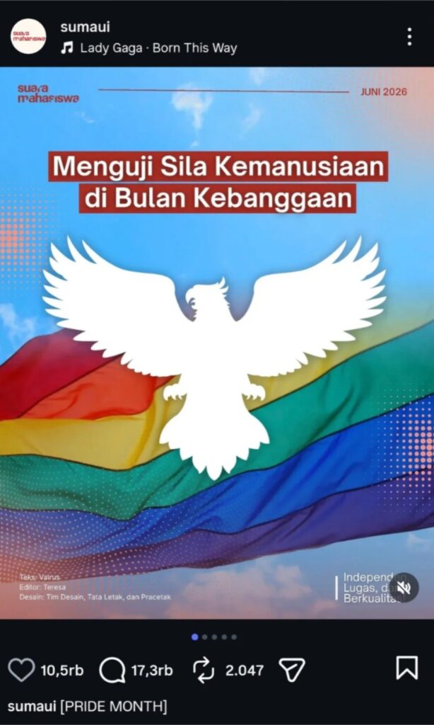 Unggahan Suara Mahasiswa Universitas Indonesia, Pride Month