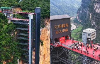 Begini Penampakan Lift Raksasa 268 Meter di China Yang Dijuluki Bus Sekolah Langit! lift raksasa - sumber foto istimewa