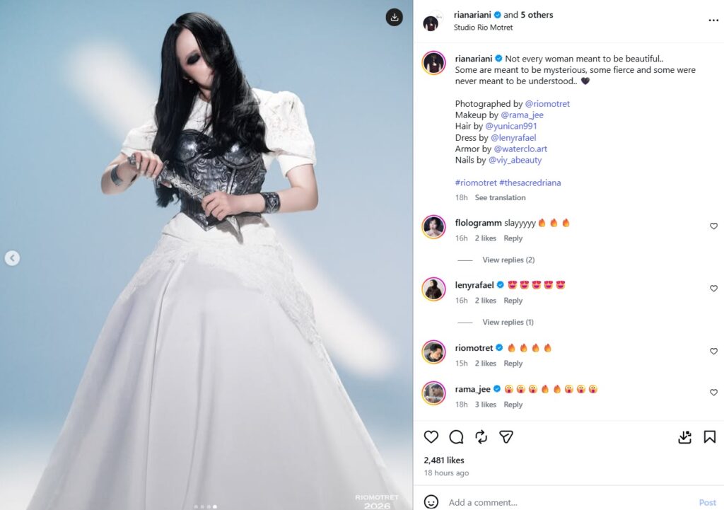 The Sacred Riana Tampil Makin Mengerikan dalam Balutan Gaun Putih dan Armo - sumber foto instagram/rianariani