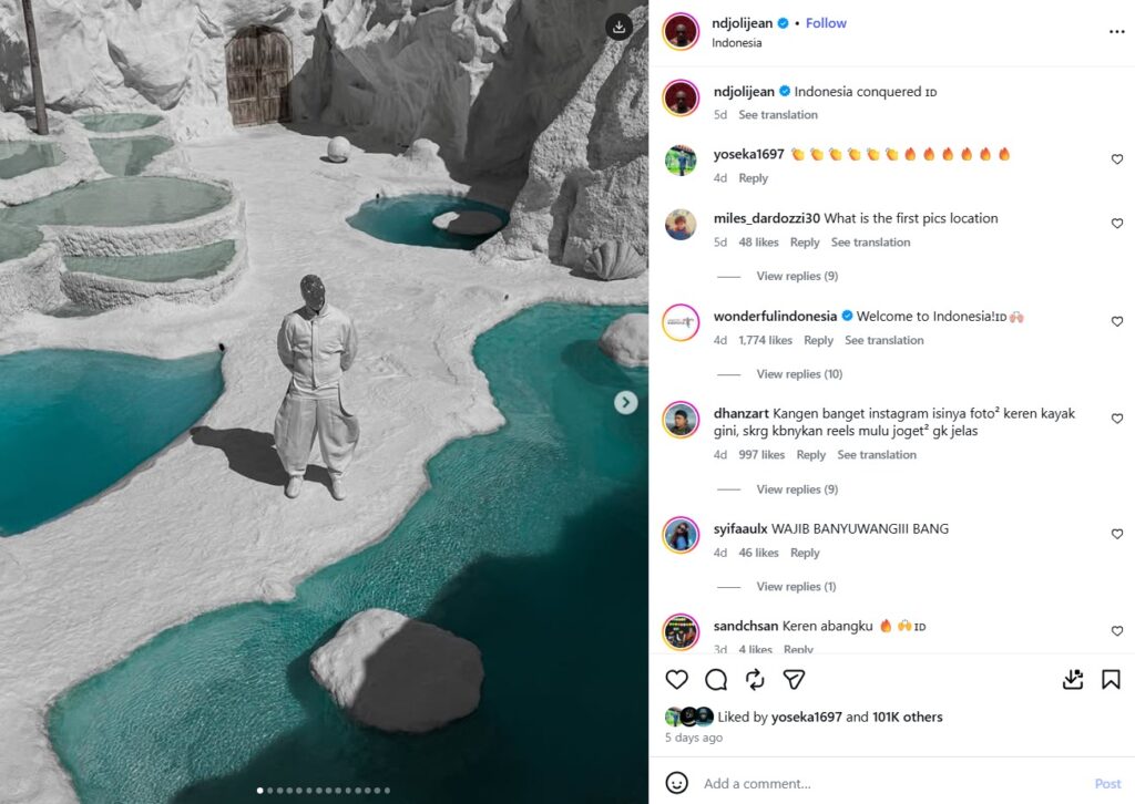 Jean-Jacques Ndjol berkunjung ke Indonesia - sumber foto Instagram/ndjolijean