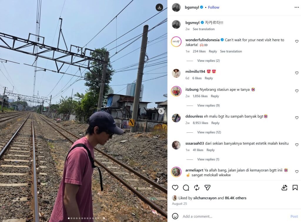 Lee Seung Yoon Jalan-Jalan di Sekitar Rel dan Kulineran - sumber foto instagram/bgsmsyl